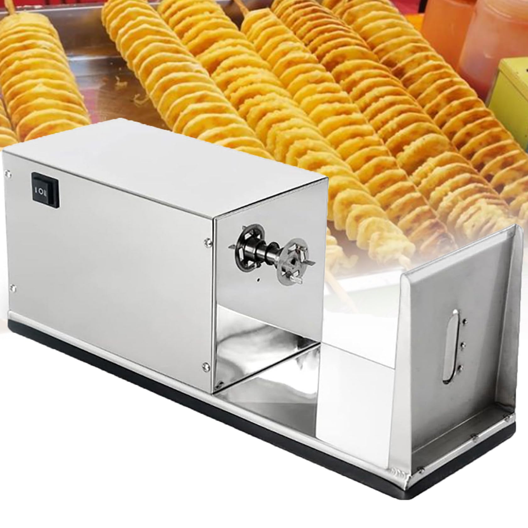 Tornado Potato Slicer, Electric Potato Spiral Cutter Cutting Machine Tornado Potato Machine, Stainless Steel With Switch Control For Home Commercial Use