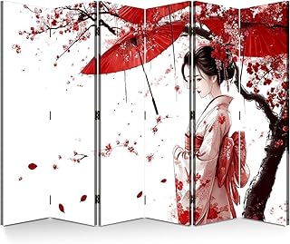 6 Panels Folding Screen Room Divider Japanese Style Kimono Woman Cherry ...