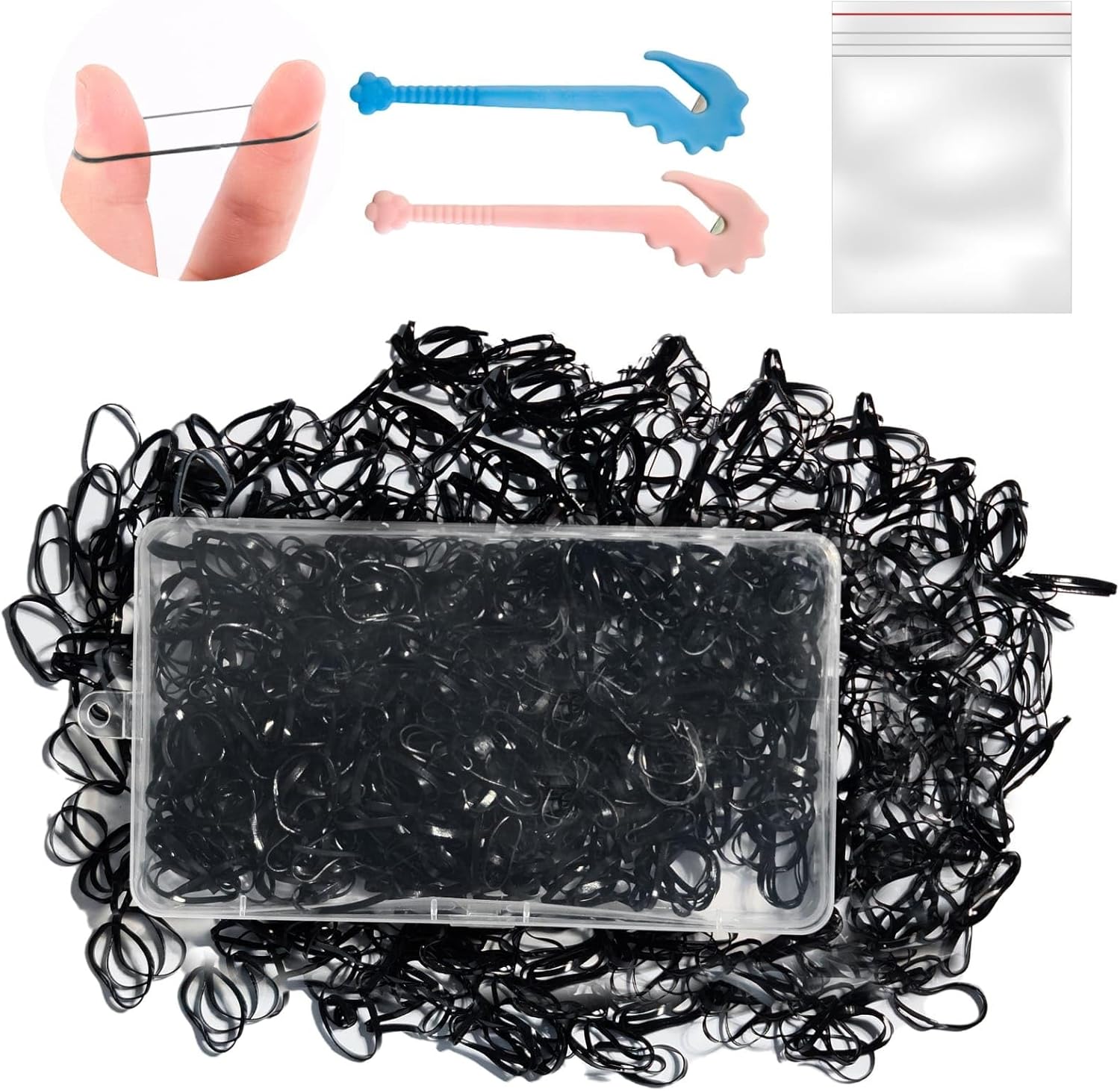 Bellure 1000 Pcs Black Small Elastic Hair Bands For Women, 2 Pcs Small
