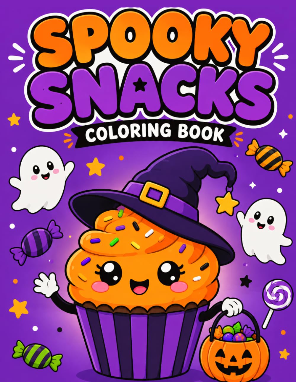 Spooky Snacks Halloween Coloring Book: 40+ Fun Coloring Pages Featuring Ghost Cupcakes, Monster Cookies, Candy Corn, Pumpkin Treats, and Adorable Halloween Snacks