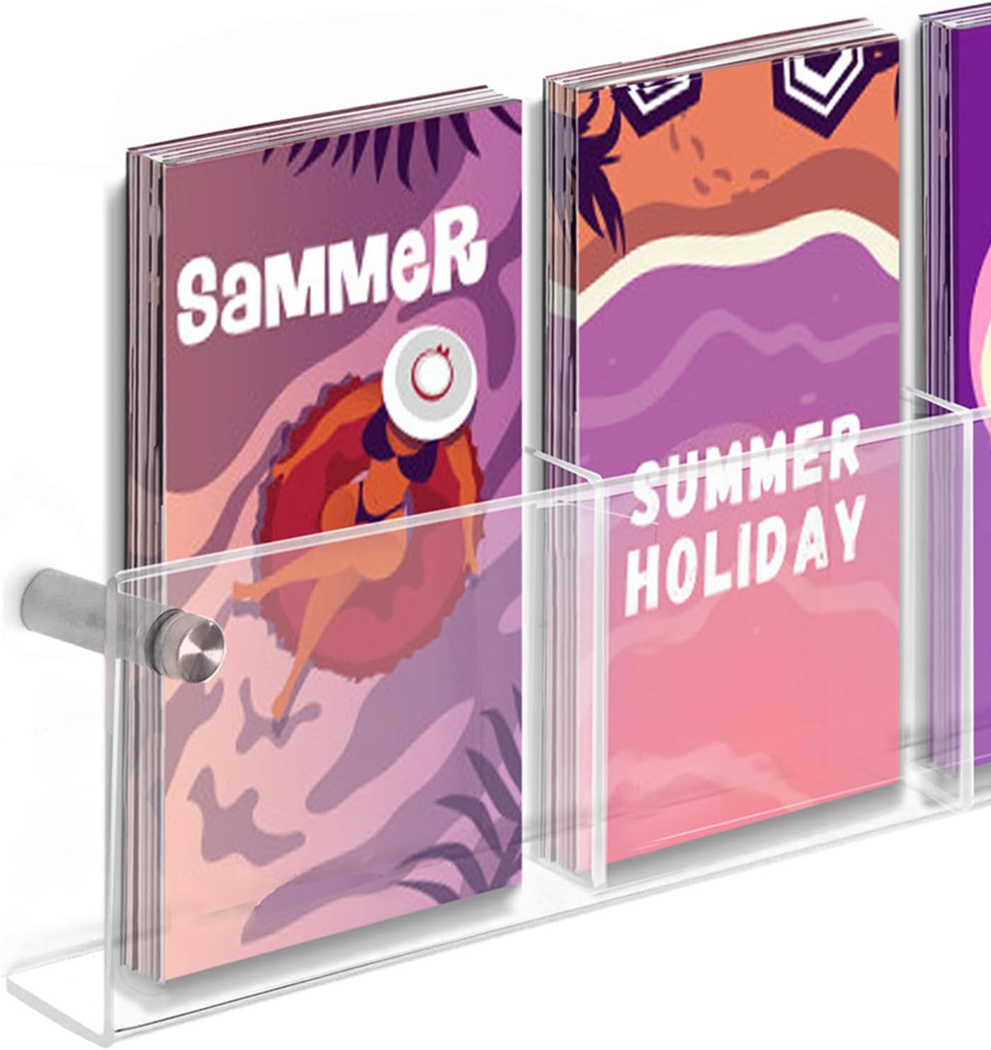 SetGame 2-Pack 23 Inch Acrylic Brochure Holder Wall Mount With Five 4-inch Pockets, Clear Stand for Card Collectors, Pamphlet, Booklet, Menu, Flyer Display Shelves For Studio, Publicity Room