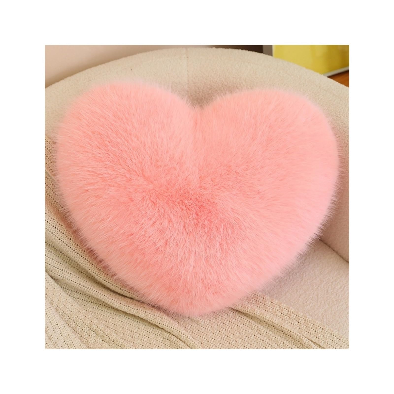 XIEHYA 2 Pcs Heart Shaped Plush Pillow Comfy Fluffy Huggable Back Decor For Room/Party/Wedding For Home(Pink)