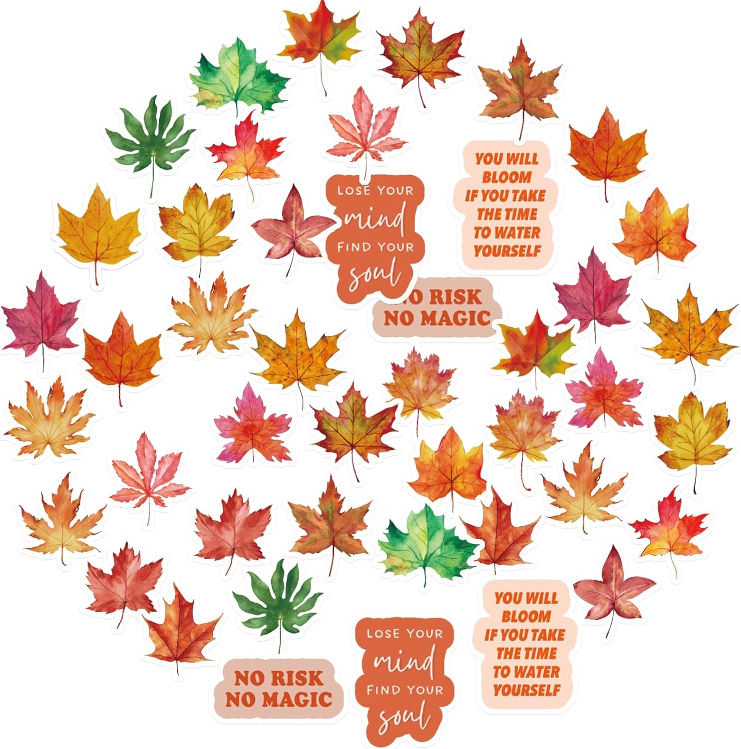 ORAINBOW 46Pcs Small Maple Leaf Stickers for Scrapbooking Journaling Planners Water Bottle Laptop Collage Envelope Phone Case DIY Art Crafts Decoration (Maple)