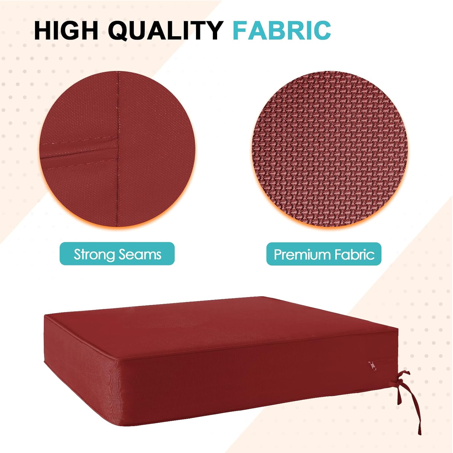 EAGLE PEAK Outdoor Deep Seat Patio Seat Cushion Set, 25 x 25 x 5 inch, 2-Piece Back Chair Cushion, Set of 1, Red