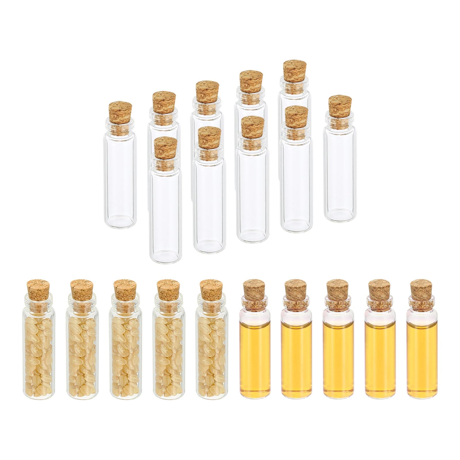 PATIKIL 3ml Piccole Bottiglie di Vetro Vial, 20Pcs Mini Bottiglie Trasparenti Vetro Barattoli Vuoti con Tappi di Sugo Piccoli Contenitori Vial per Polvere Crema Artigianato