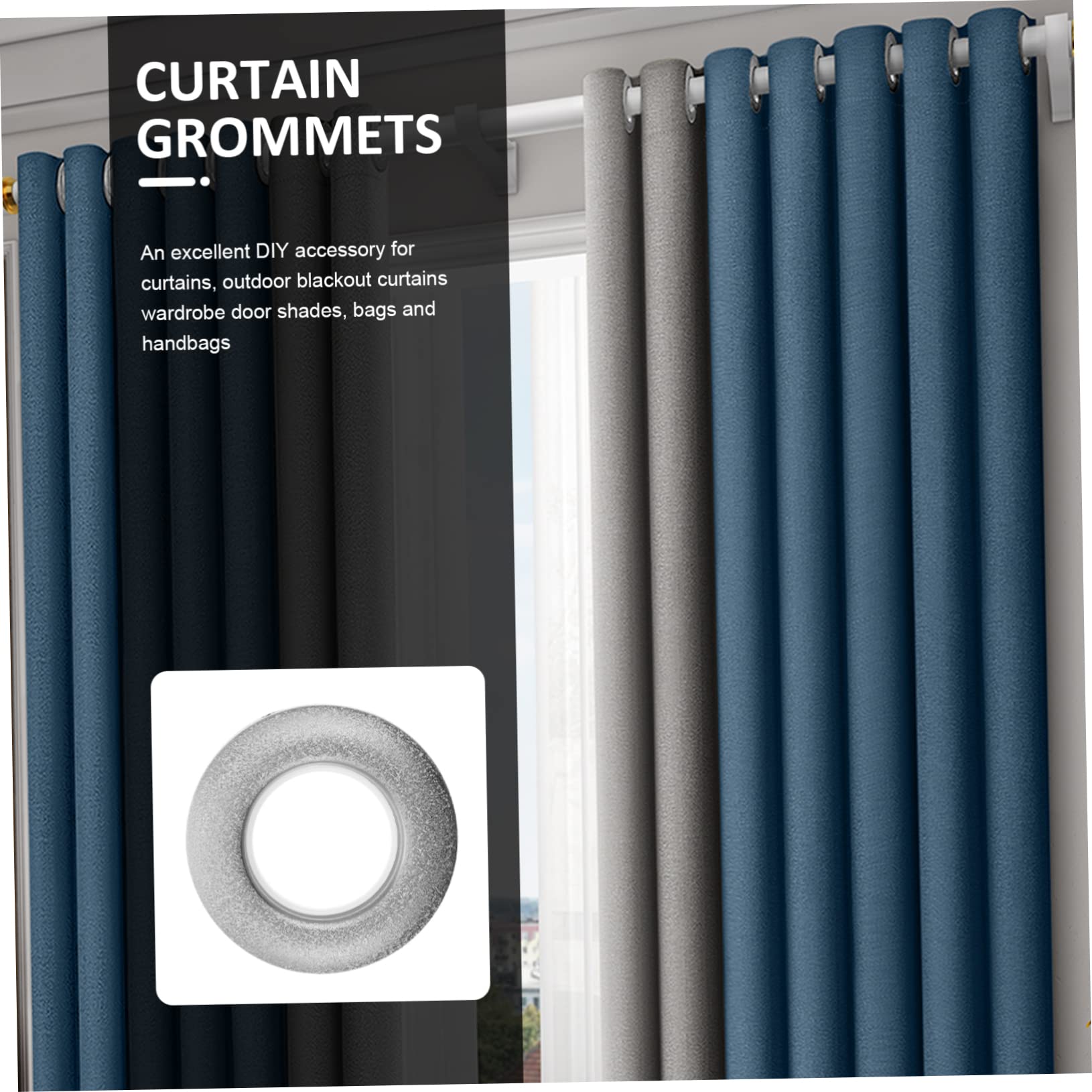 MAGICLULU Anneaux de Rideaux Autobloquants Maintien Sûr Lot de 80 Argenté, en PP, Installation Facile, pour Rideaux et Draperies Intérieurs