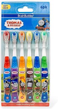 Brush Buddies Thomas & Friends Kids Toothbrush Set 6 Pack Soft Bristle Toddler Toothbrush Ages 2+ Small Head Easy Grip Handle Fun Character Toothbrushes Kids Oral Care