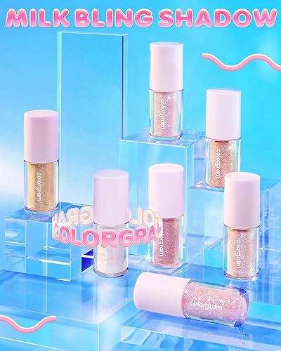 Miniatura 6 de COLORGRAM Milk Bling Shadow 07 Fairylike (23)  Sombra de ojos con purpurina líquida pigmentada, brillo a mate de larga duración, impregnado con