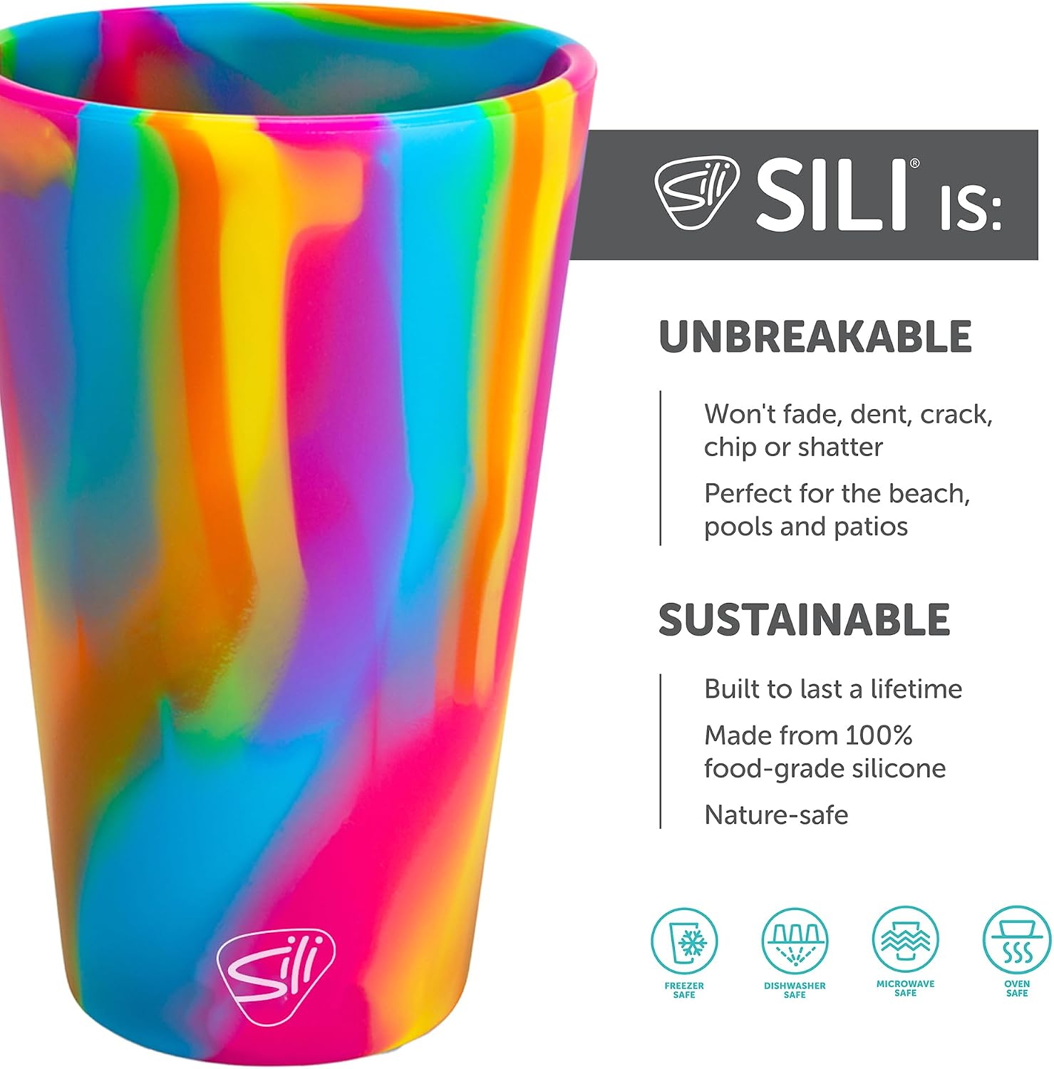 Silipint 16oz Silicone Pint Glass - Unbreakable BPA-Free Reusable Silicone Drinking Cup - Flexible Dishwasher and Microwave Safe - Stemless Glass for Coffee Smoothies (Hippie Hops) Pack of 1 image 2