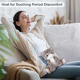 SuzziPals Heatable & Coolable Grey Cat Stuffed Animal, Cat Heating Pad Microwavable for Soothing & Relaxation, Lavender Scented Cat Plush Toy for Stress Relief, Stuffed Cat Toys for Kids