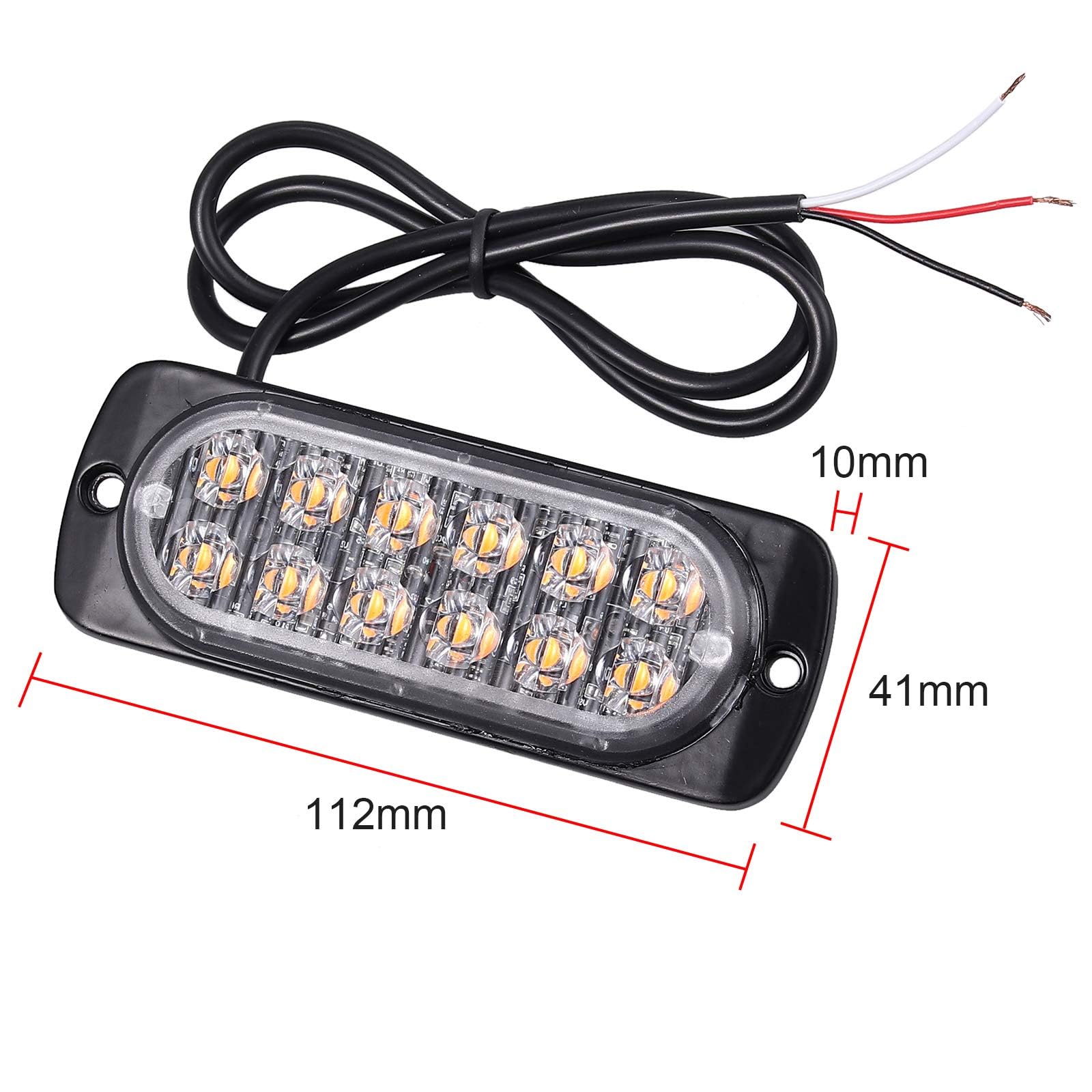 EYPINS 4X 12 LED Frontblitzer, Blinklicht Stroboskop Warnlicht Warnleuchte Notfall Warnung Blitzer Dash Strobe 48W 18 Blinkmodi für 12/24V Truck Traktor LKW Auto Emergency Gabelstapler, E57, Orange
