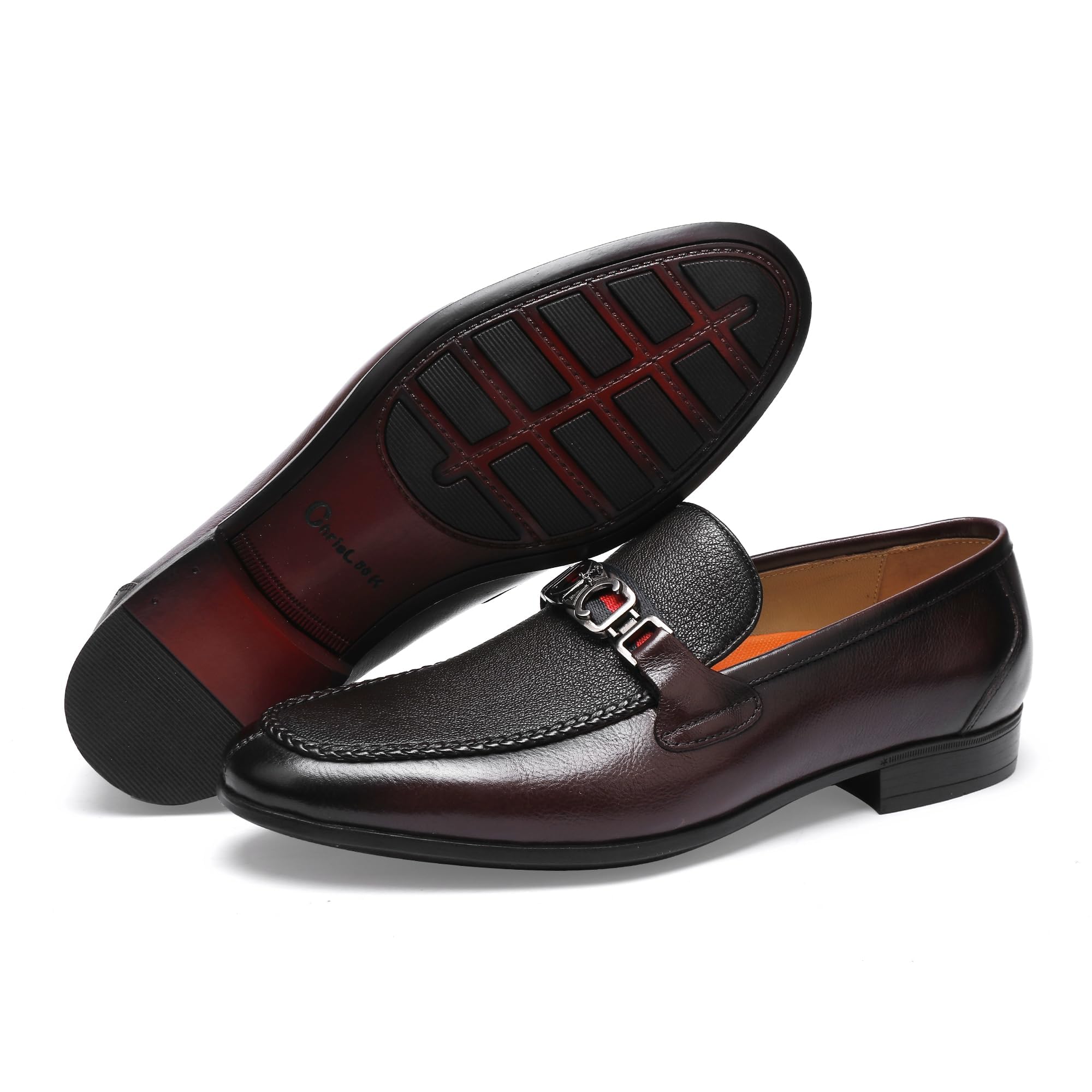 Mocasines de piel auténtica, zapatos de vestir formales para hombre