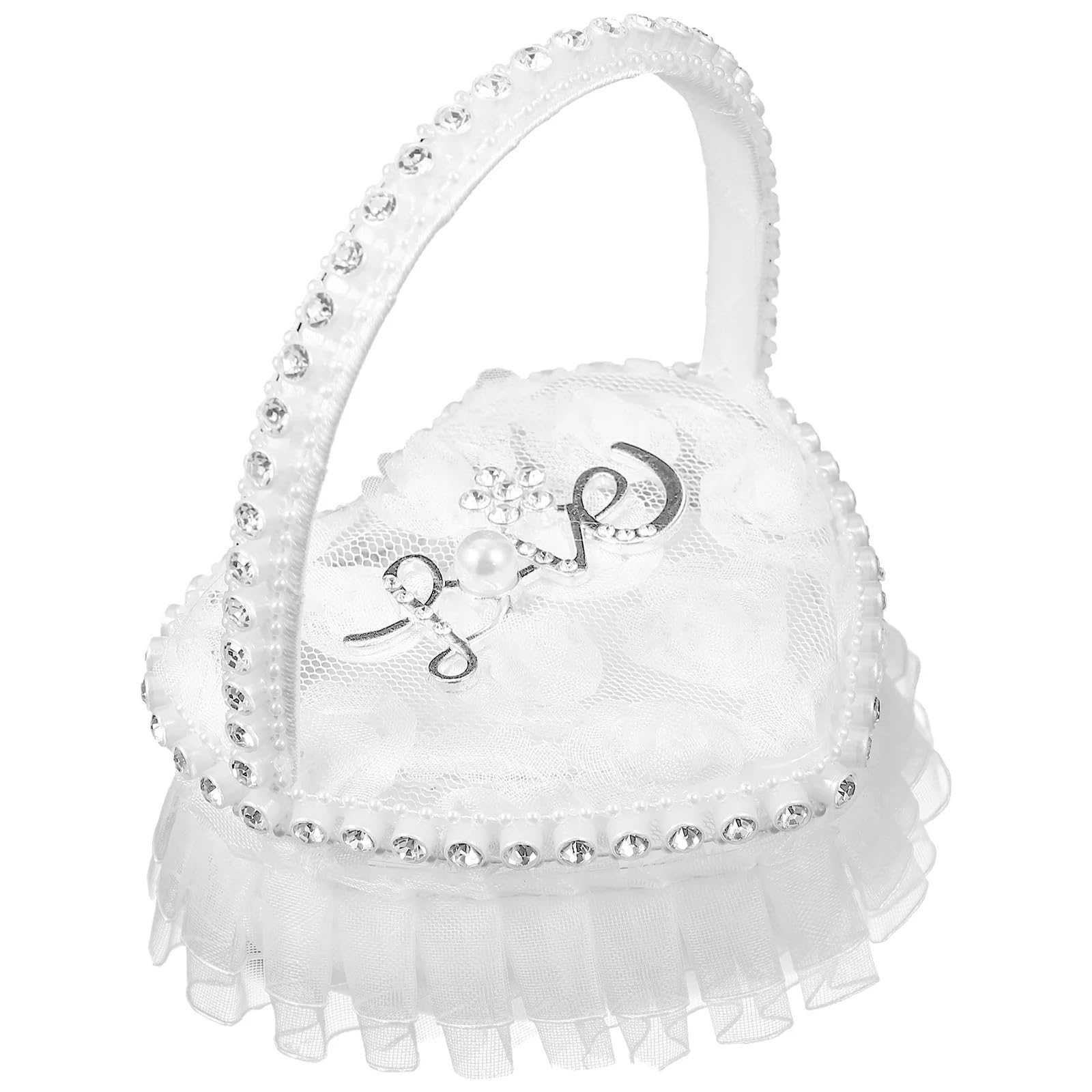 Ringkissen Hochzeit Hochzeit Herzform Spitze Ring Kissen Romantische Verlobungsring Box Halter Mit Griff for Zeremonie für Verlobung Oder Eheringe Party, Antrag(B)