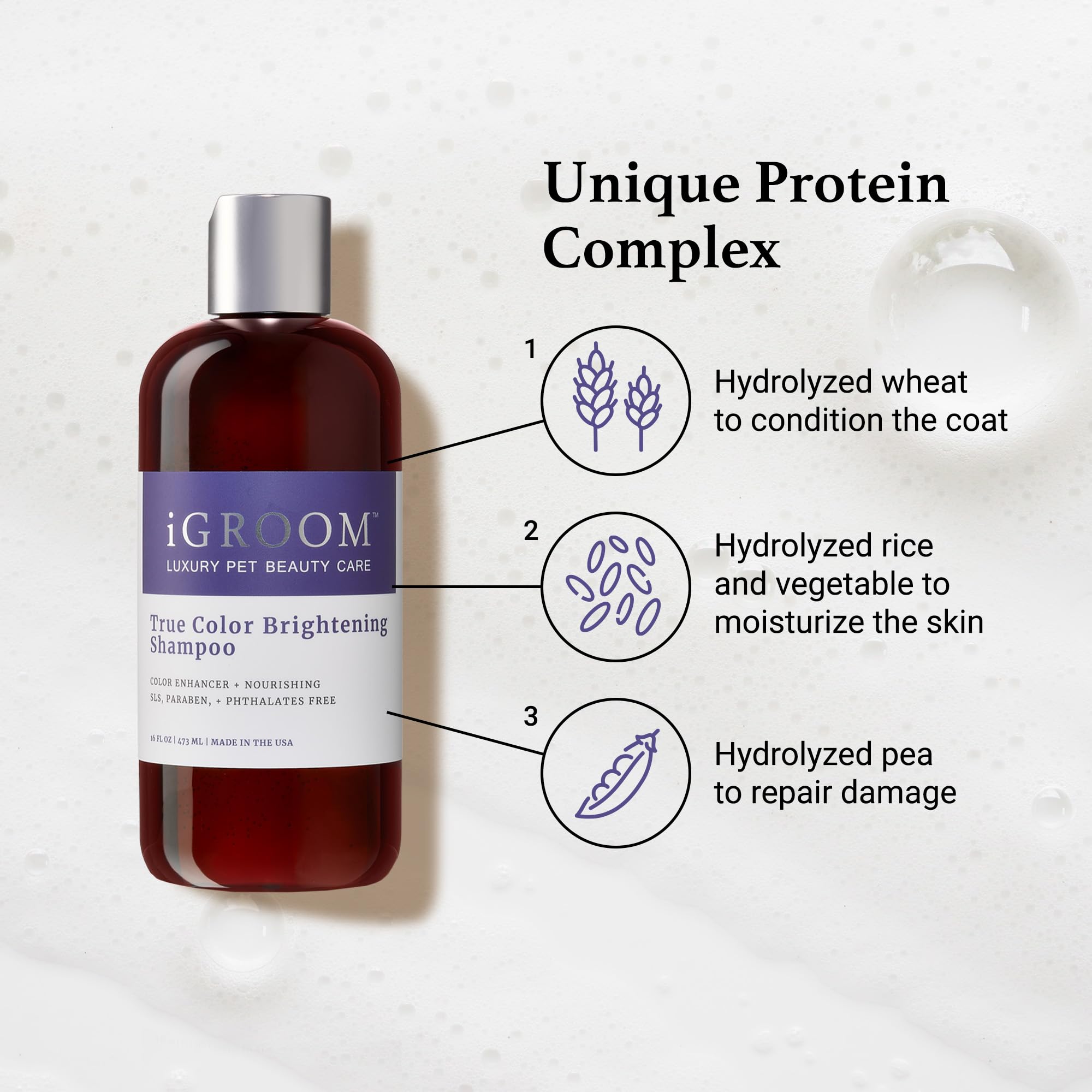 iGroom True Color - Champú para perros, cuidado de belleza de mascotas de lujo, mejora el color natural del pelaje, queratina + proteínas vegetales que añaden humedad, fabricado en Estados Unidos, 3.8