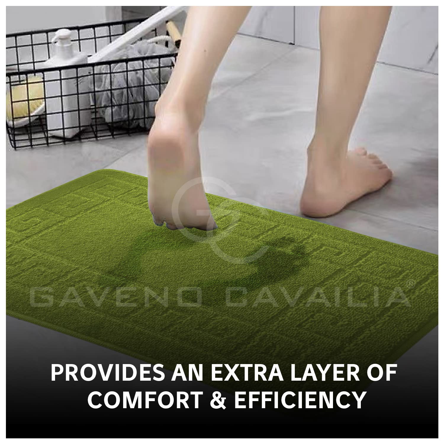 Gaveno Cavalia Greek 2 Piece Bath Set, Bath Mat 50 x 80 cm, Pedestal Mat 50 x 40 cm - Green, 50 x 75 cm (Rectangular) - Image 4