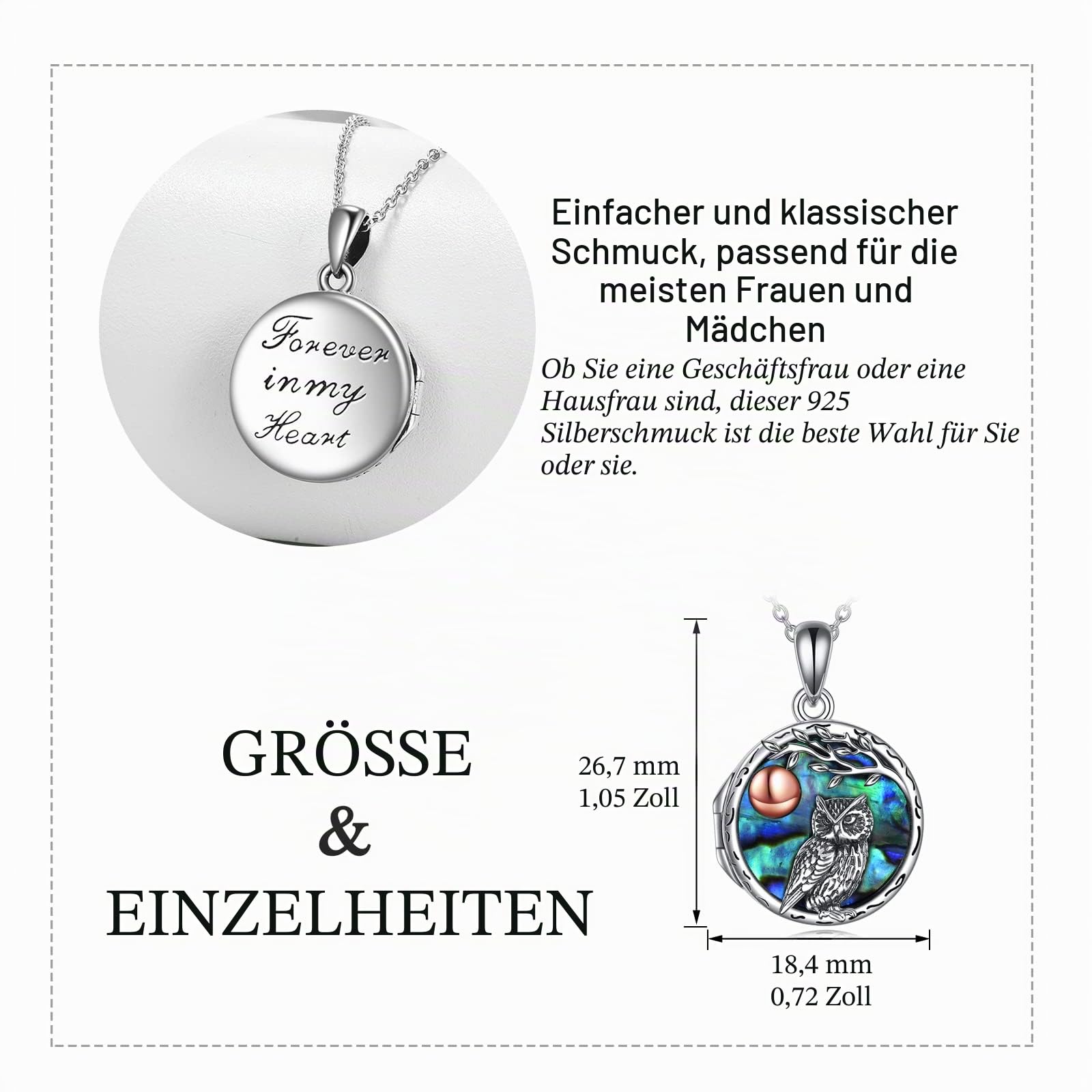 YAFEINI Eule Kette für Damen 925 Sterling Silber Eule Anhänger Schmuck Geschenk für Mama Mädchen Freund