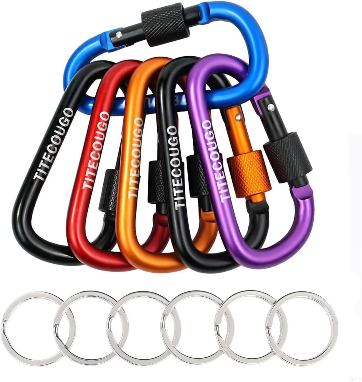 TITECOUGO Locking Carabiner Clip Aluminum Alloy D-Ring Key Chain Hook