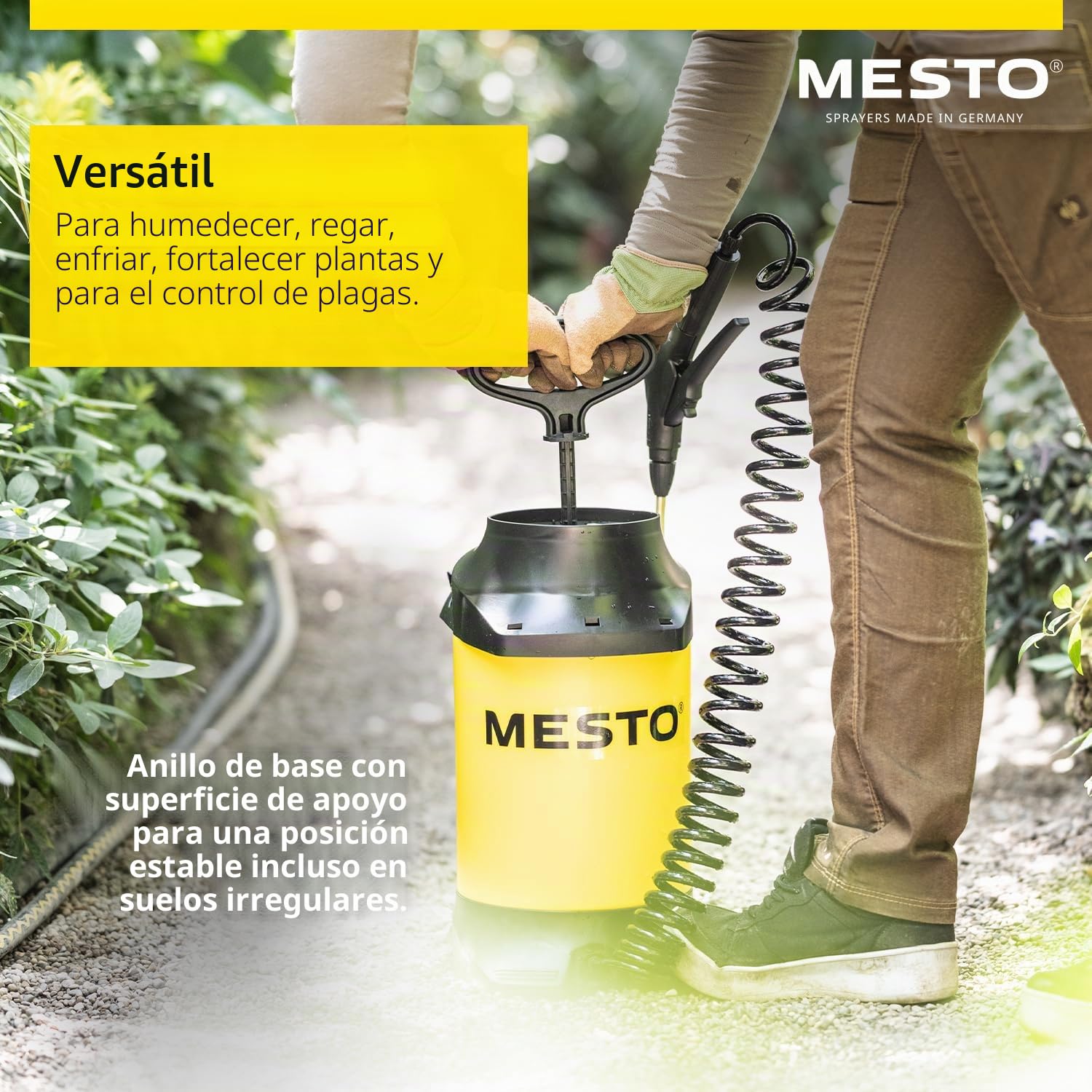 MESTO Set de 5 pulverizadores profesionales a presión de 5 l, incluye filtro Mesto, 120 mm, pulverizador a presión de 3 bares, botella pulverizadora para casa y jardín, botella pulverizadora para