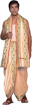 Rameshwaram Fabrics Exquisite Silk Pattu Panchalu: Unstitched Dhoti with Stole for men - Ideal for all Pooja and Special Occasions