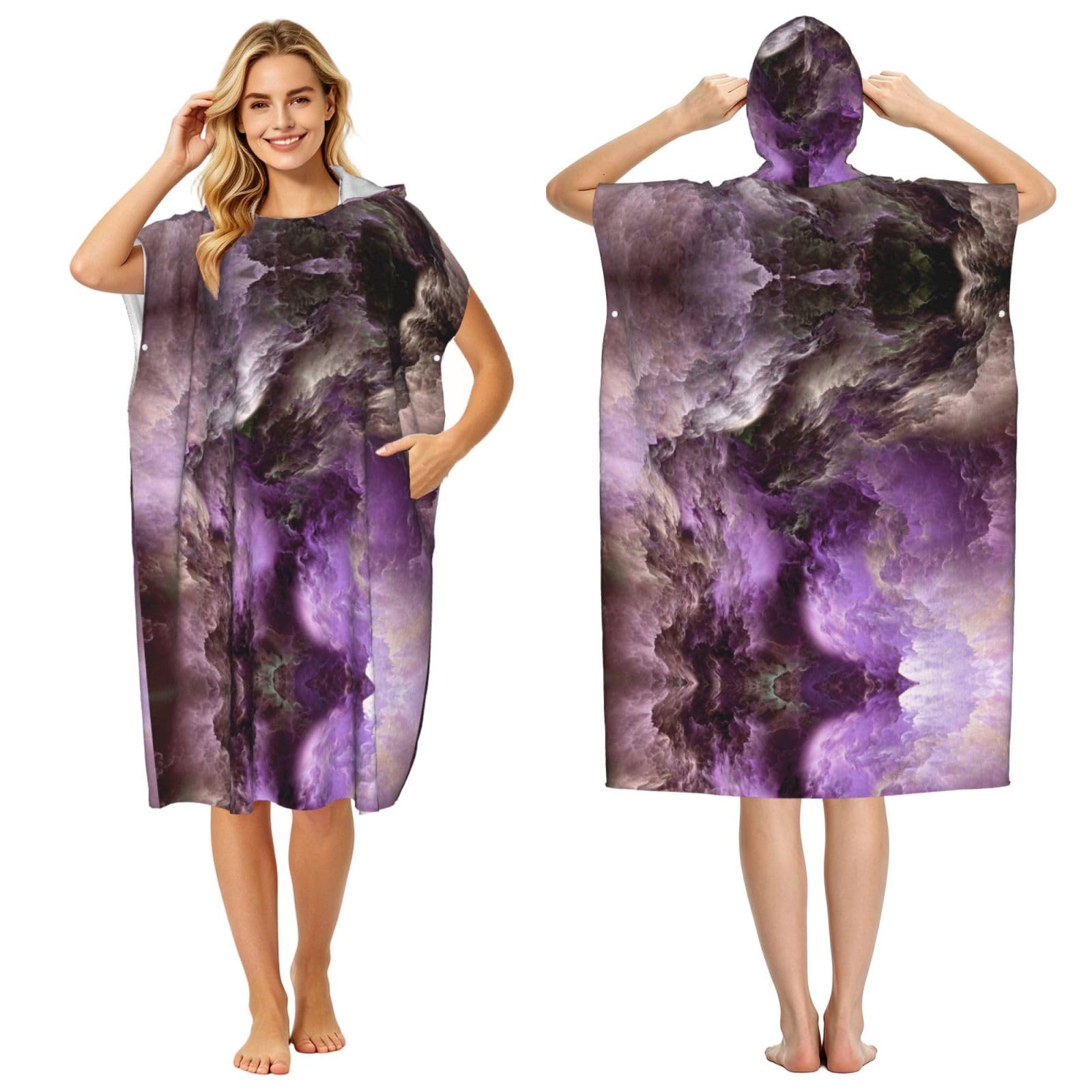 Poncho à capuche galaxie pour le surf et la plage en été