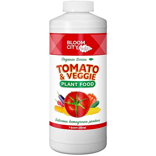 Bloom City Alimento vegetal de tomate y verduras para deliciosos productos de cosecha propia, cuarto de galón (32 onzas)