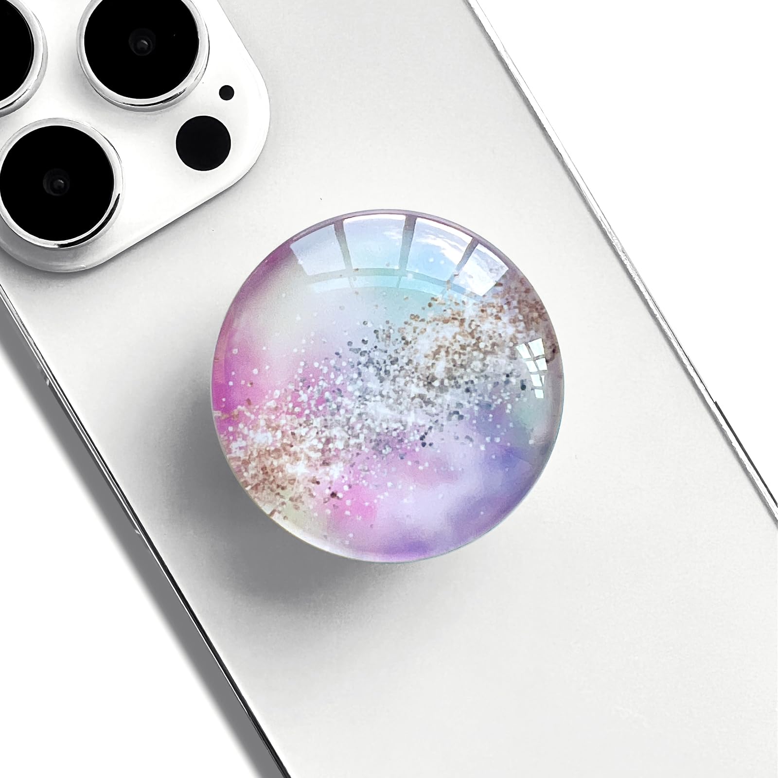 WUYULB Clear Crystal Glitter Collapsible Expandiing Moblile Phone Grip Stand Holder for Smartphones and Tablets Cell Phone Accessory (Colorful Glitter