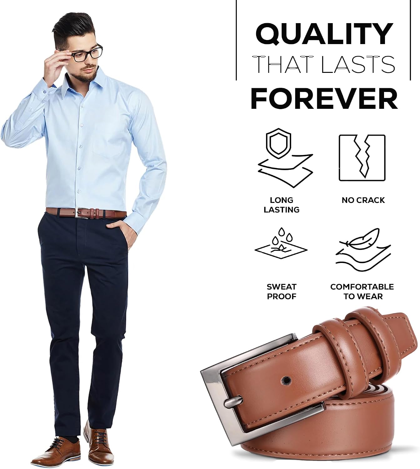Marino’s Premium Belt Men, Genuine Leather Dress Belt for Men, Casual Mens Belt in Gift Box image 4