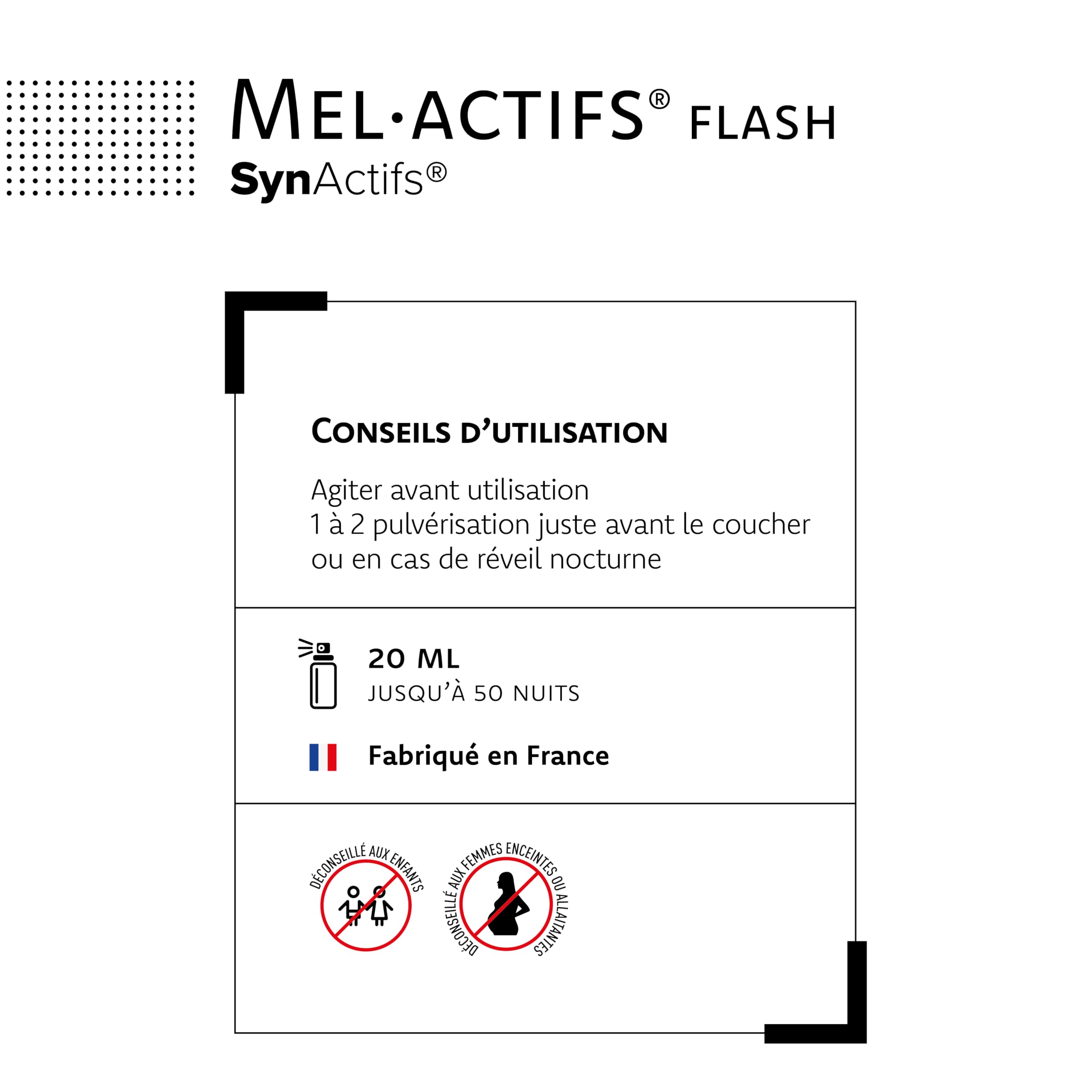 Melactifs Flash - Complement Alimentaire Melatonine 1,9 mg - Vitamine B6, Glycine - Format Spray - Aragan - 20ml