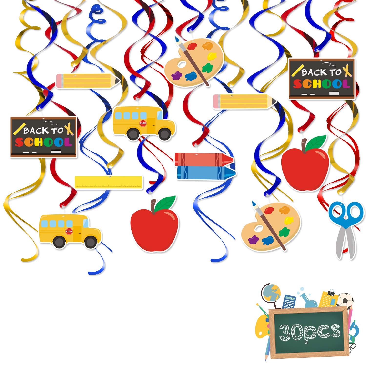 Buy 30Pcs Back to School Hanging Swirl Decorations Ceiling Streamers