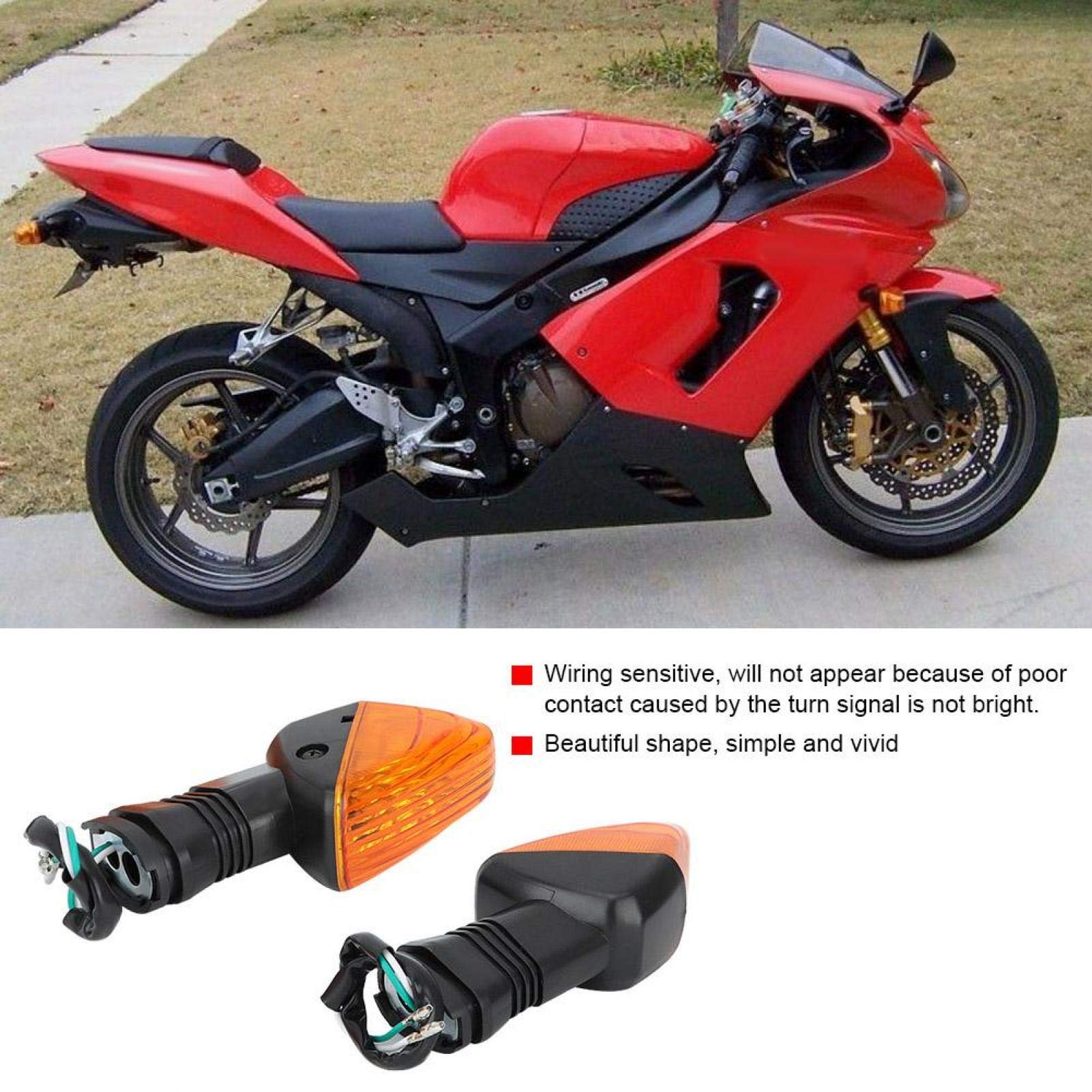 Motorcycle Indicator Light, 2PCS Turn Light Lamp Fit For ZX-6R Motorcycle Modification Accessories (Black&Yellow)