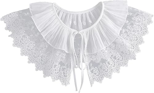 DNLKWGO Blusa de cuello falso de encaje vintage pequeño chal Dickey falso cuello desmontable para mujer