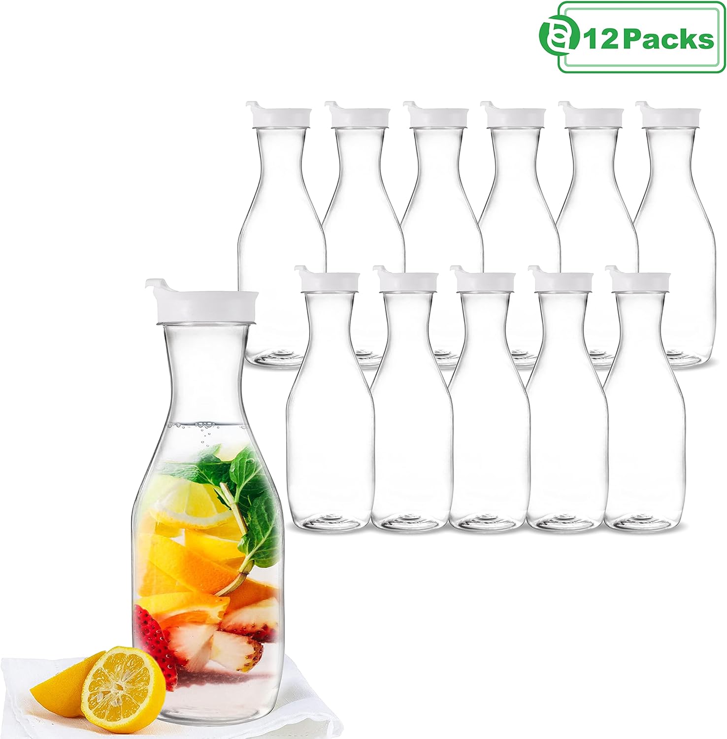  | Party Bargains Clear Plastic Pitcher [2 Pack] 50 Oz Premium Quality & Heavy Duty Water Containers | Excellent for Iced Tea, Powdered Juice, Cold Brew, Mimosa Bar, More: Carafes & Pitchers