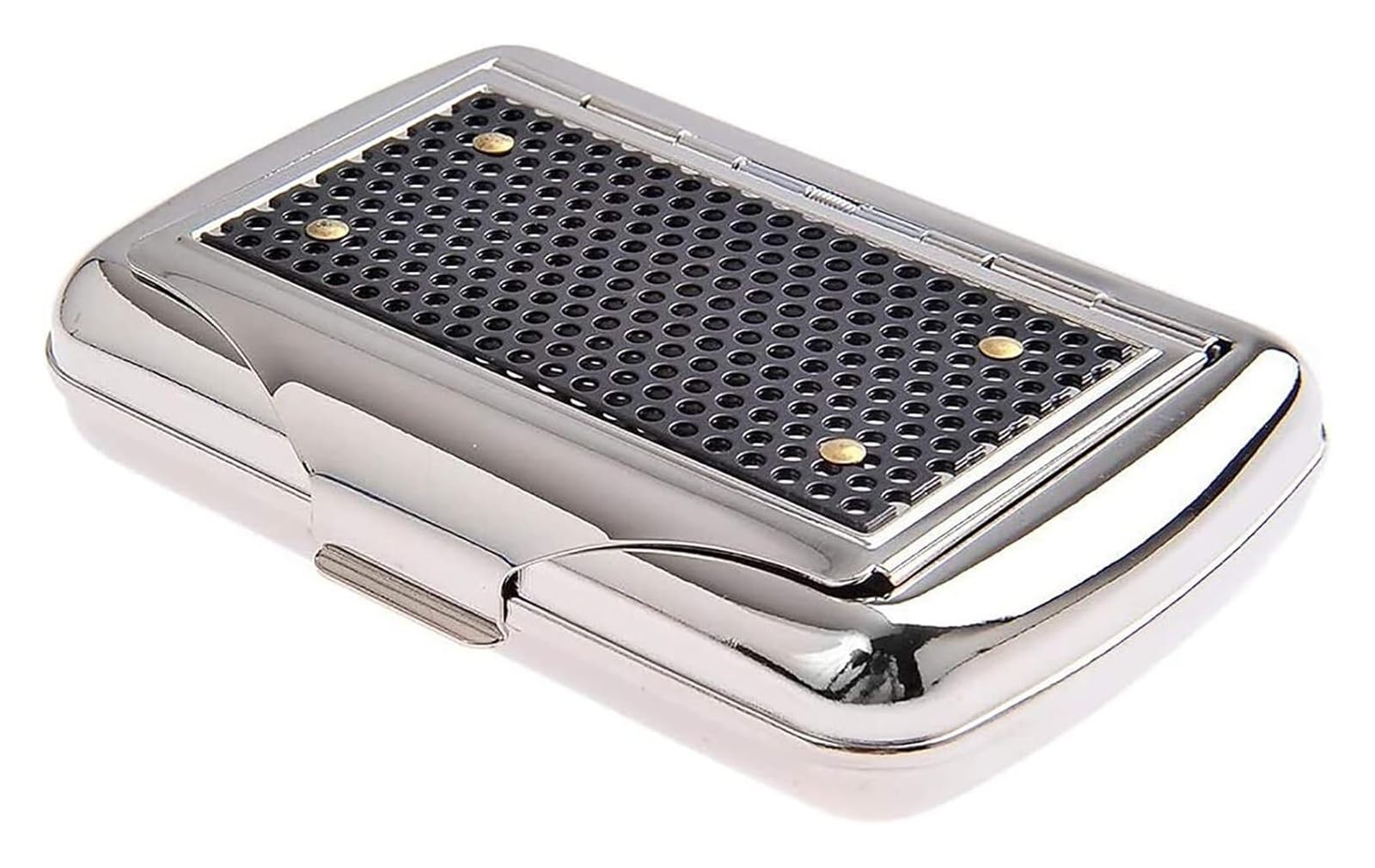 Hlhlh Men's Silver Cigarette Case,Stainless Steel Cigarette Case, Portable Metal Tobacco Box With Button Closure, Holds 6 Cigarettes, (10X7x2cm)