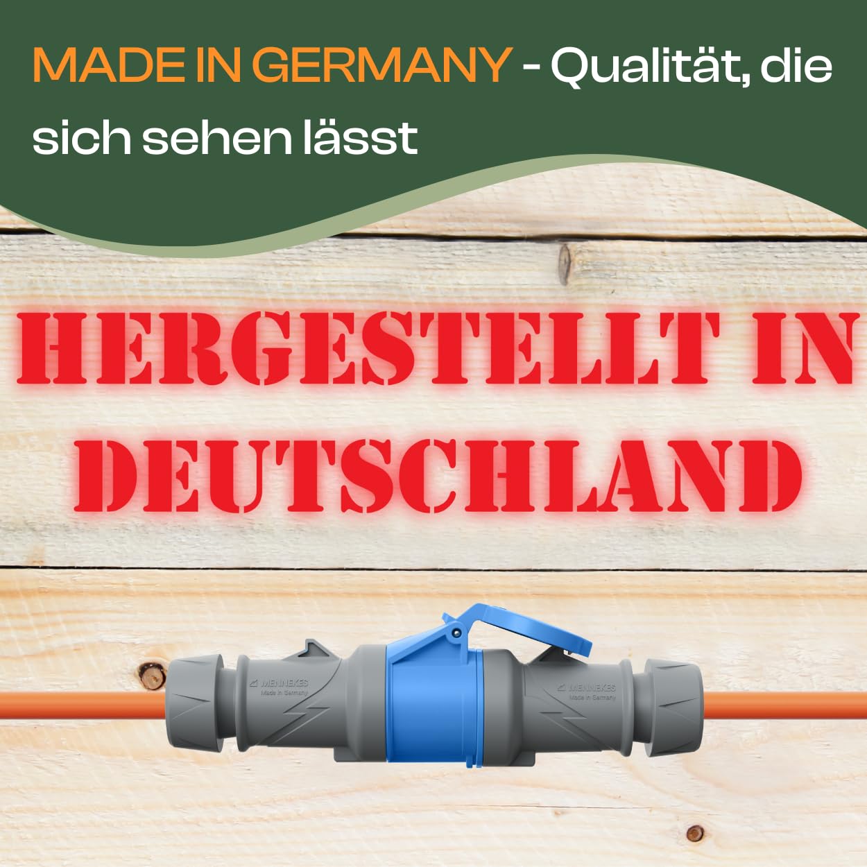 Camping Kabel 10 Meter CEE Verlängerungskabel 10m Außen H07BQ-F 3x2,5 Strom Wohnwagen Landstromanschluss Wohnmobil Caravan Orange Verlängerung Stromkabel Verlaengerungskabel Outdoor