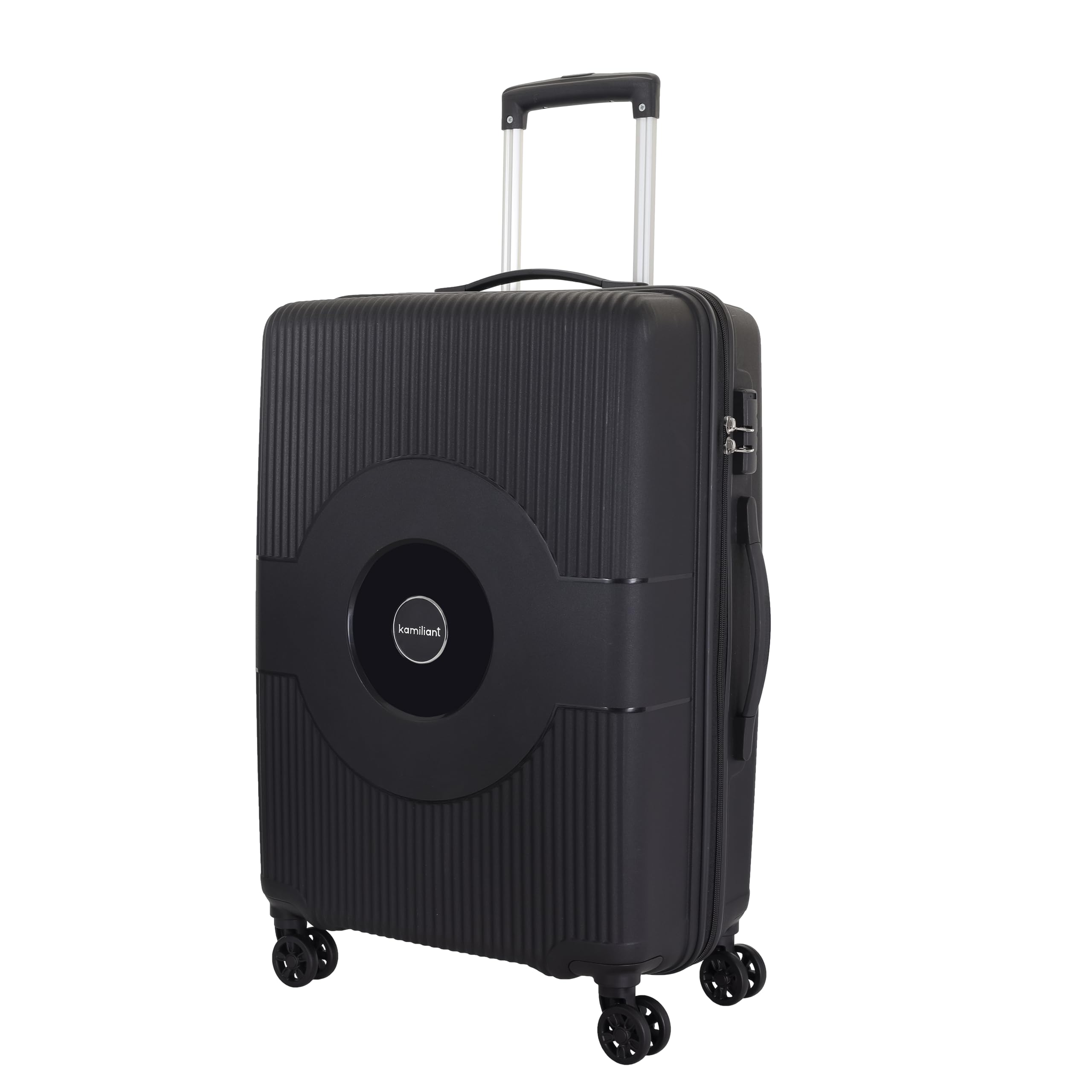 Kamiliant Polypropylene KAM Hard Shell 8 Wheels Double Spinner Suitcase Might DW SP68CM Black,Medium