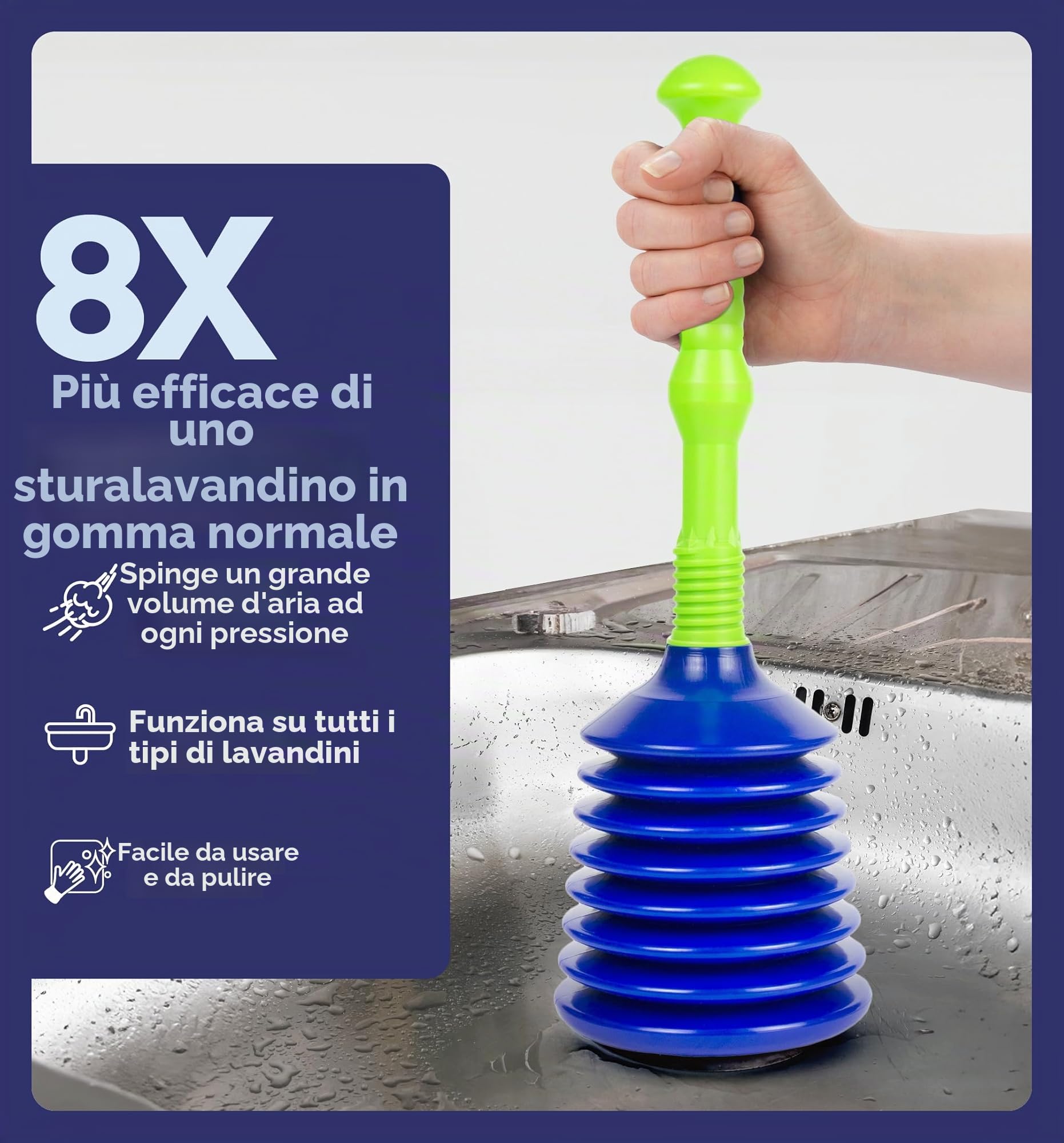 Luigi's Stura Lavandini e Scarichi - Sturalavandino a Pressione - Stura Lavandino - Potente per Sturare Lavandino e Lavello - Sturalavandini a Pressione Cucina Bagno