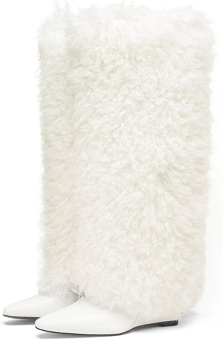 Mid Calf Boots for Women Fold Over Round Toe Chunky Sole