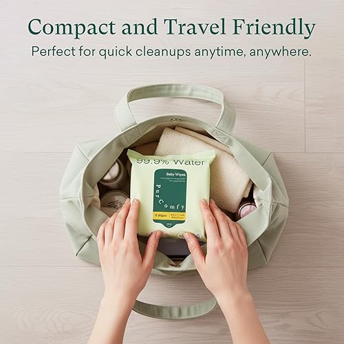 Miniatura 7 de PurComfy Toallitas para bebé sin perfume, paquete de 42 toallitas de agua 99.9% con base vegetal, hipoalergénicas para pieles sensibles de recién