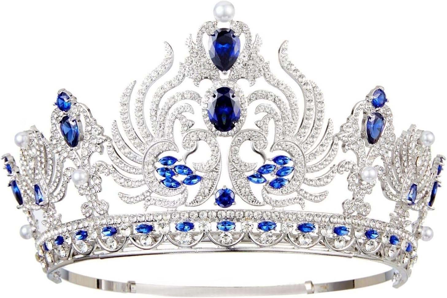 Crystal Bridal Tiara for Women - Yellow Rhinestone Queen Crown Pageant Diadem Wedding Hair Jewelry Accessories(Khaki)