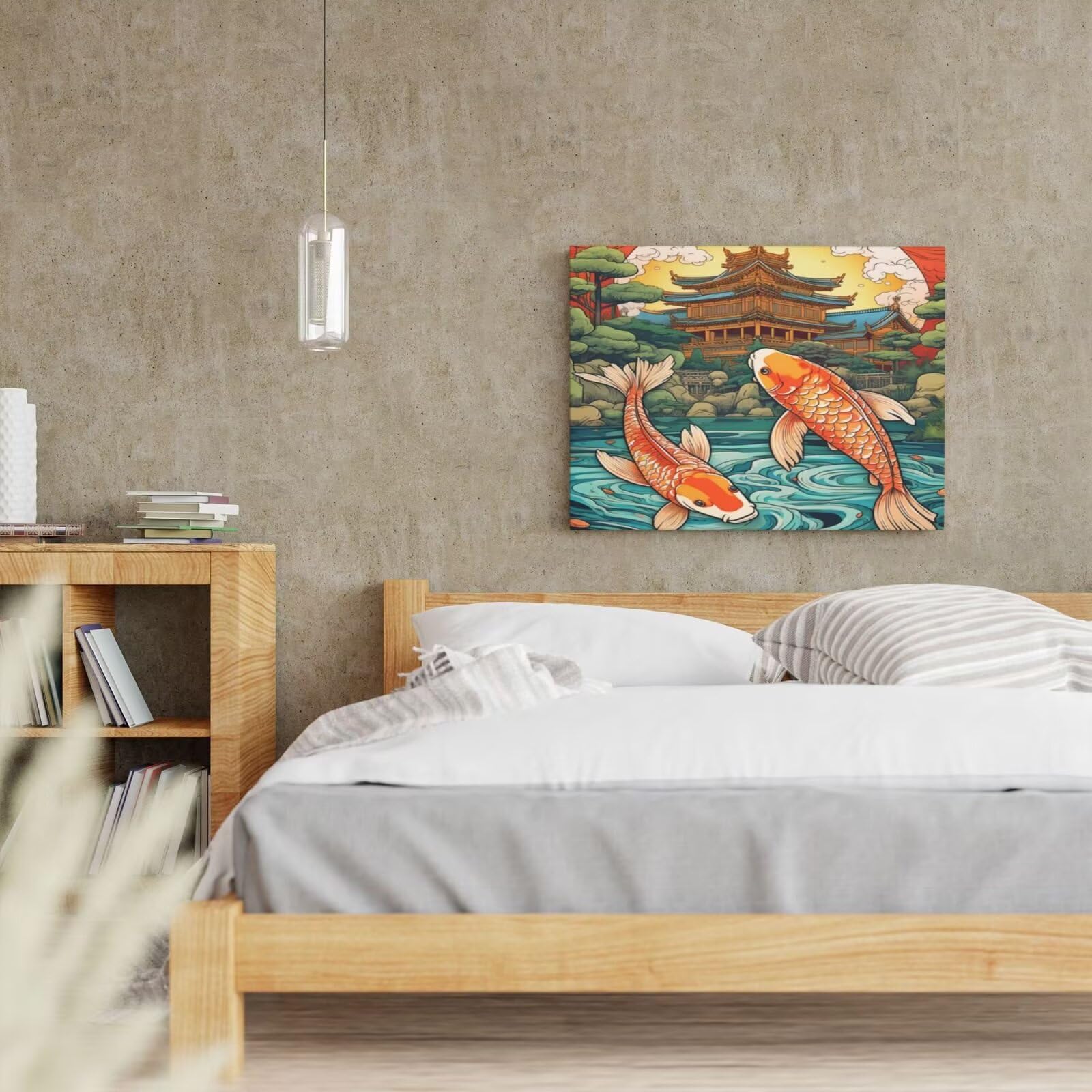 Kit pittura numero adulto koi pittura giapponese con numeri per principianti, pittura acrilica un numero con 6 pennelli, kit di pittura a olio per decorazione