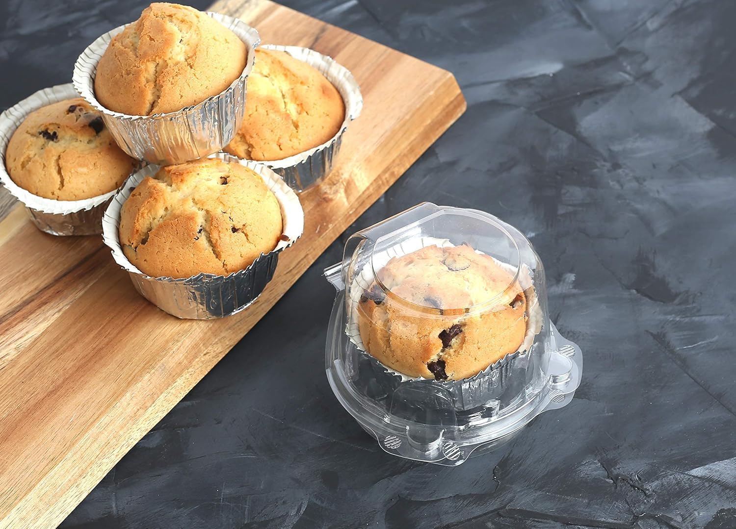 MT Products Clear PET Single Cupcake Container 4.3" x 4" x 3.12" - Individual Muffin Holder - Pack of 300