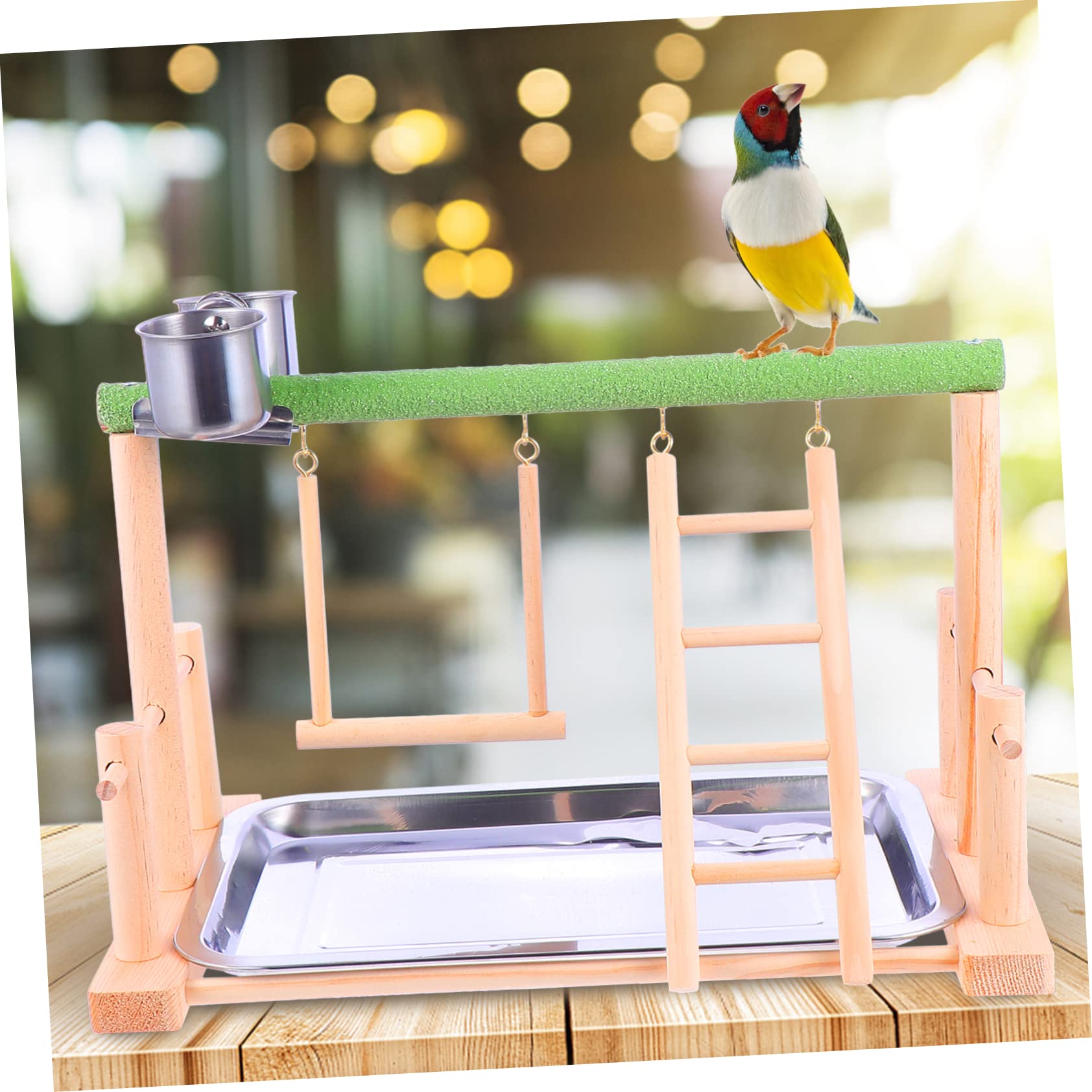 Kisangel Plataforma De Juguetes para Pájaros Soporte Colgante De Madera Juguete para Pájaros Soporte para Suministros para Mascotas