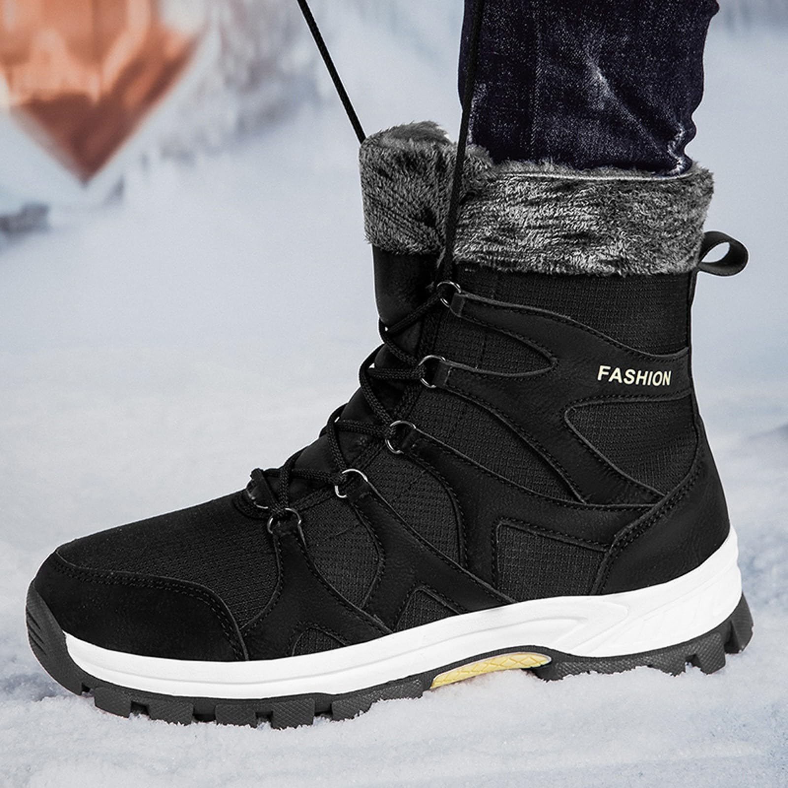 Stivali Bassi Donna Invernali 2026 Coppie Inverno più Spessi da Neve Caldi con Lacci per Uomini e Donne Polpacci Grossi Scarpe Uomo Stivaletti