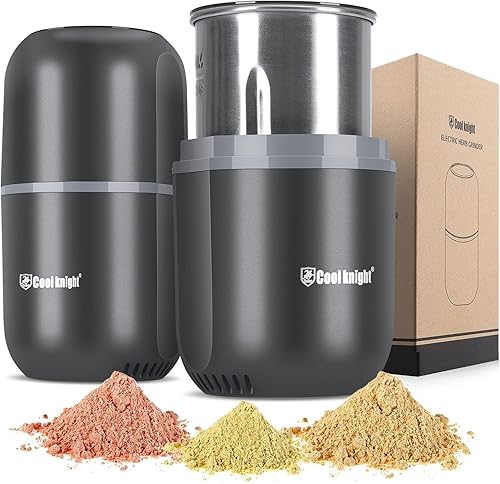 COOL KNIGHT Molinillo eléctrico de hierbas gran capacidadalta velocidad de rotación - Molinillo eléctrico para especias y hierbas (gris 2)