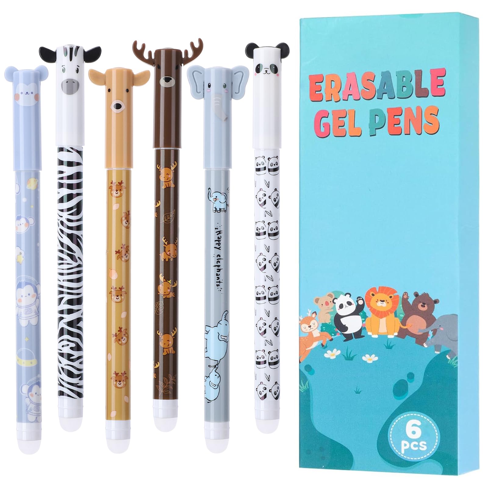 Thboxes Radierbarer Kugelschreiber, Gelstifte mit Tiermotiven, Tintenroller, Ideal als Einschulung, für Schule & Bürobedarf