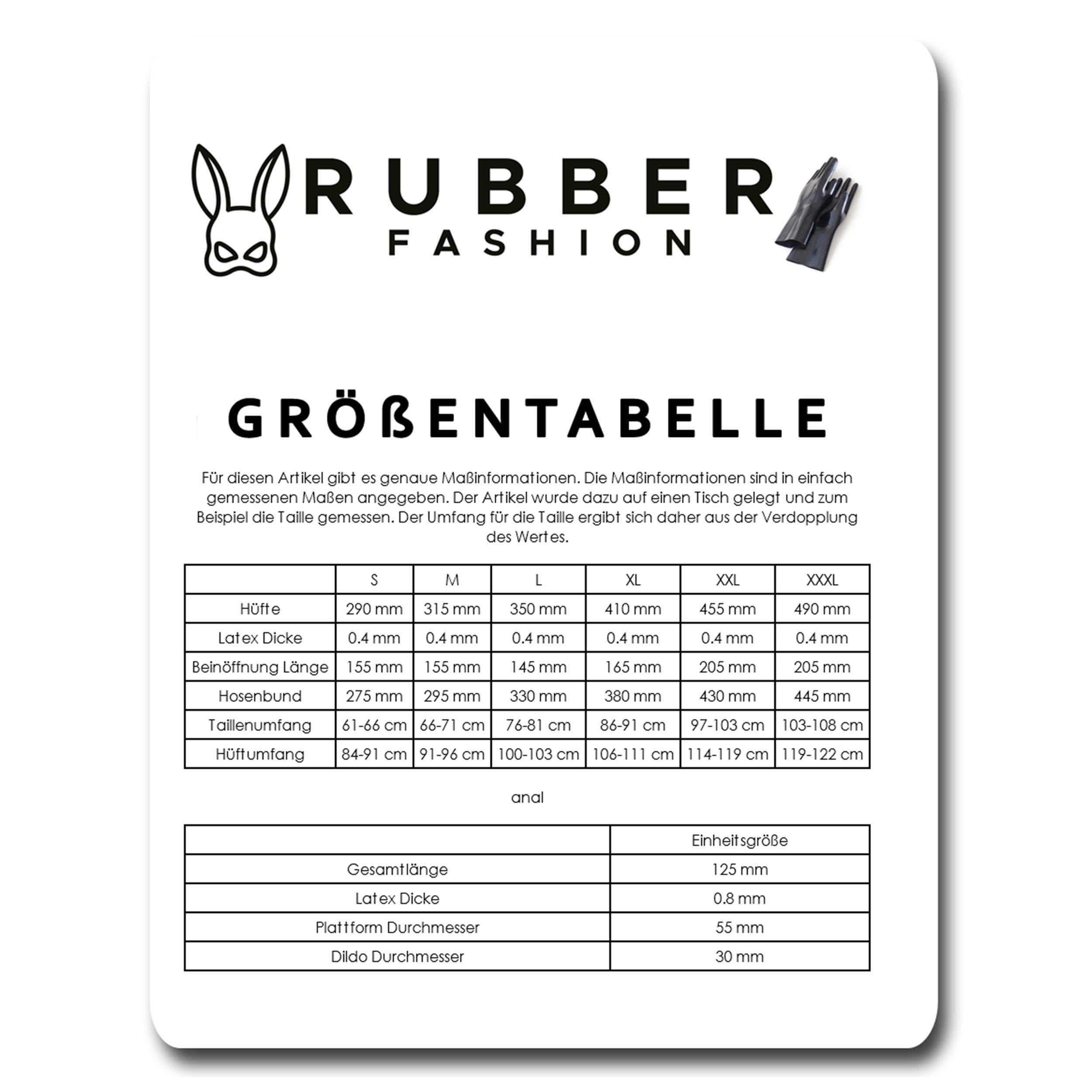 Rubberfashion Latex Slip - kurzer Rubber Slip - Latex Pants mit Anal-Dildo - Latex Dessous Damen und Herren