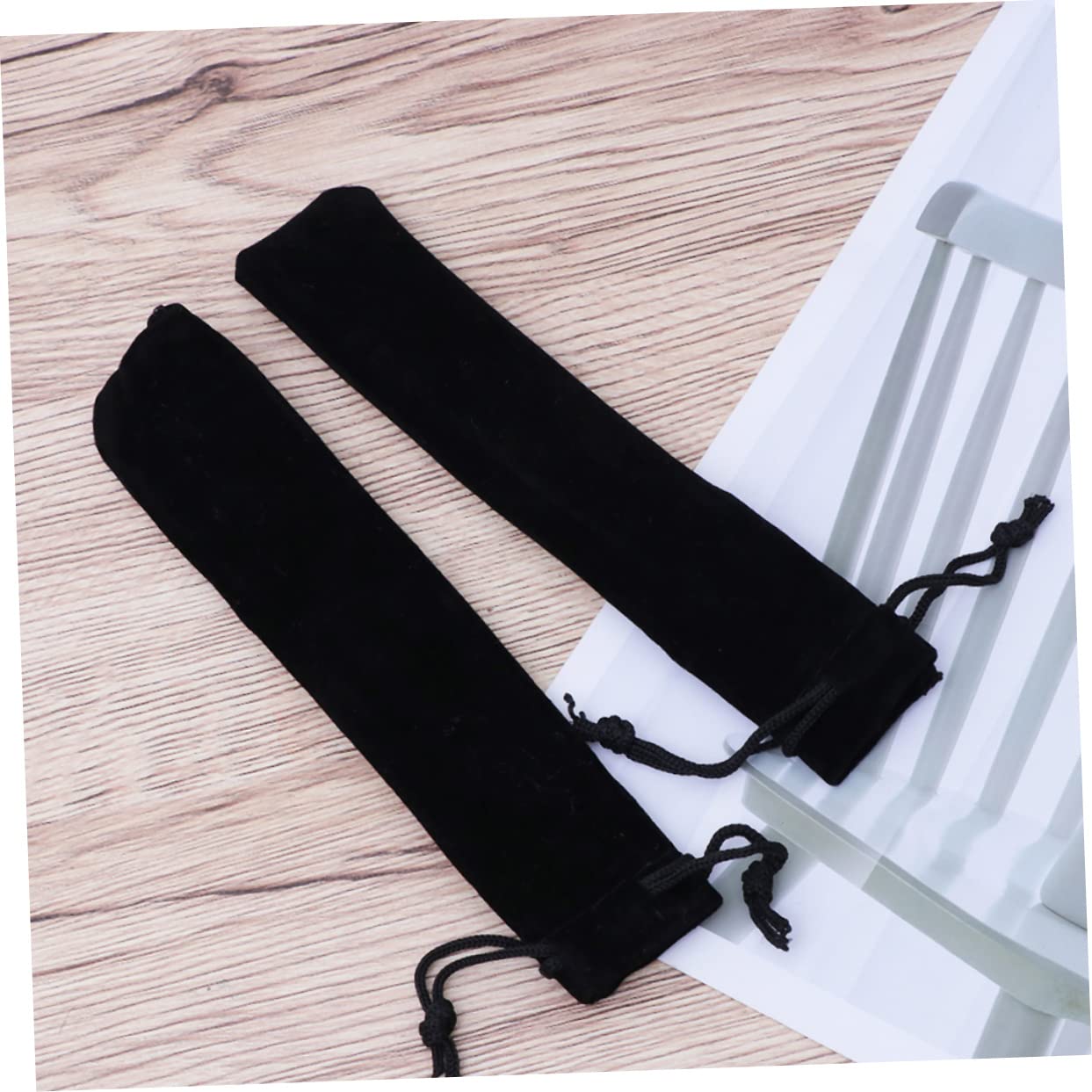 EXCEART 5Pcs Drawstring Pen Pouch, Black, 16X3CM - Image 3