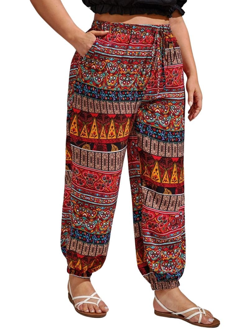 GRECIILOOKS Trouser For Woman | Sharara For Women |Women’s Boho Harem Pants | Printed Rayon Palazzo Plazo Pant For Womans Loose Fit Baggy Trousers with Elastic Waistband | Casual Yoga & Lounge Wear (Available in Plus Size)