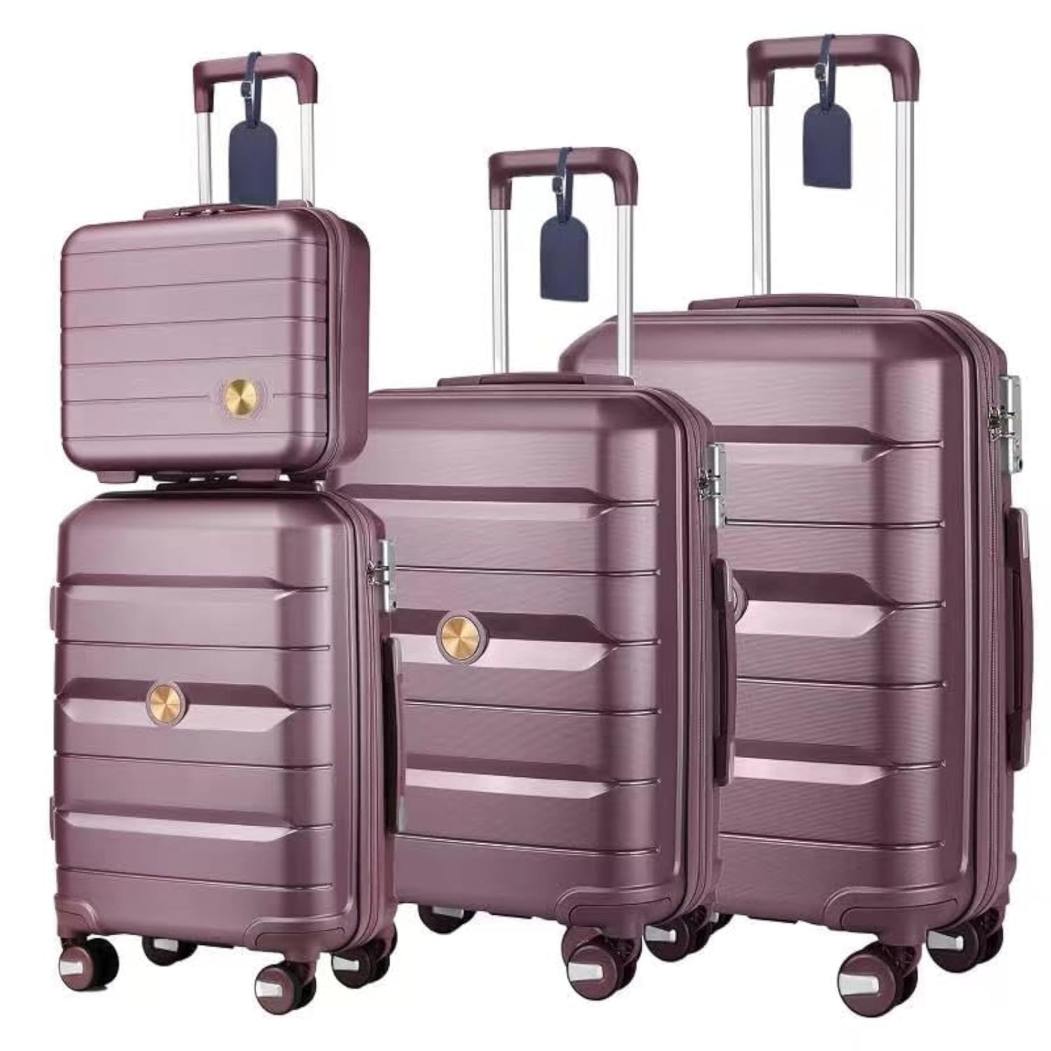 SomagoLuggage 3 Piece Set Suitcase Spinner Hardshell Lightweight TSA Lock Carry on 4 Piece Luggage Sets with PP Material, Purple, Luggage Sets Hardside With Spinner Wheels