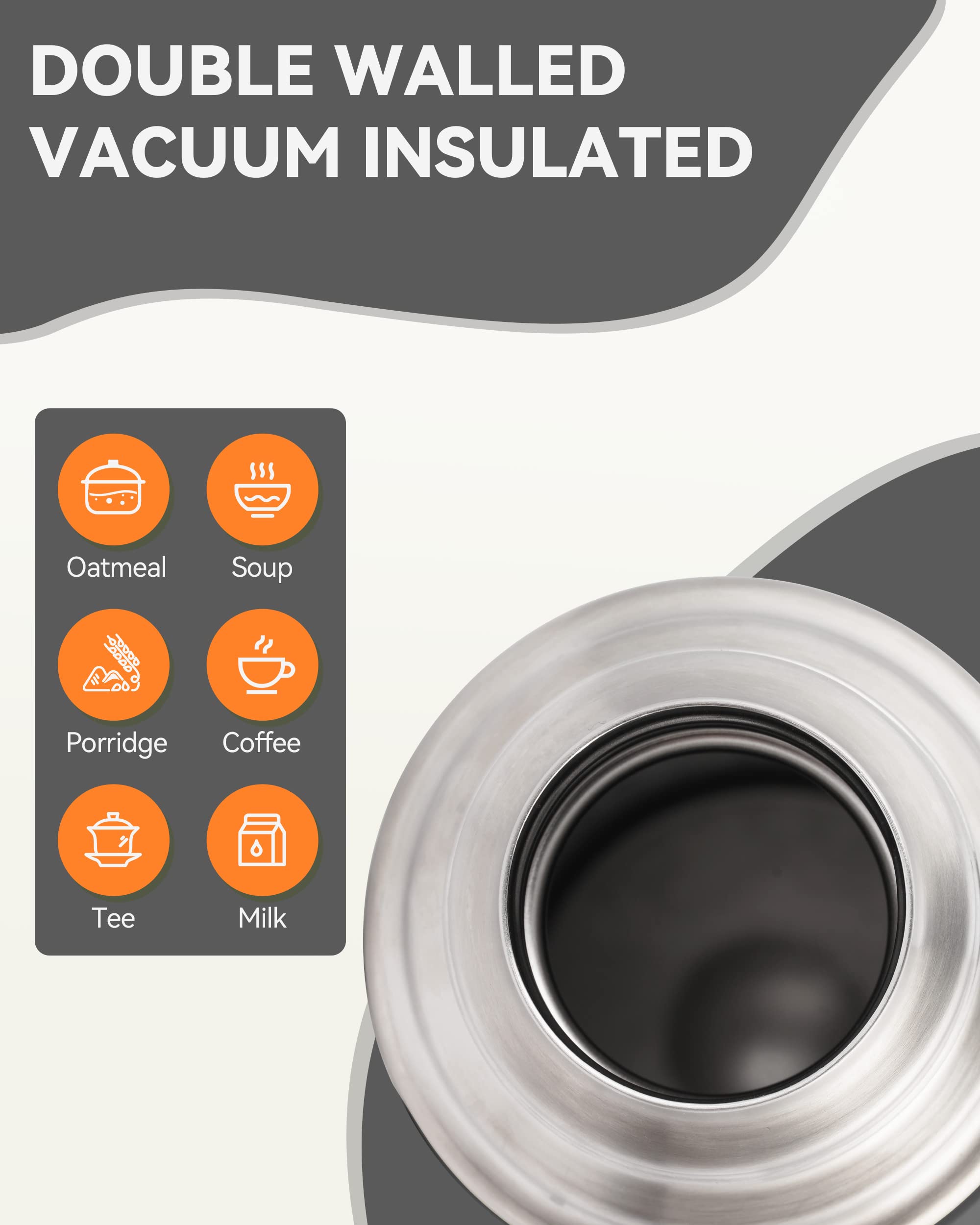 SANTECO Borraccia Termica, Termos Caffè in Acciaio Inox Doppia Mantiene le bevande fredde per 24 ore e calde per 12 ore, Bottiglia thermos a prova di perdite, senza BPA(Nero, 500ML)